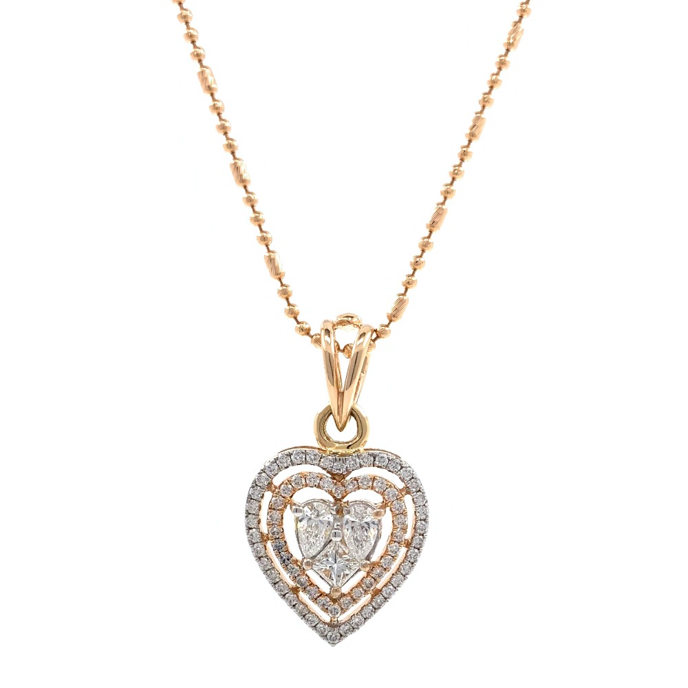 Heart Shaped Diamond Pendant in 18k Rose Gold 9SHP10