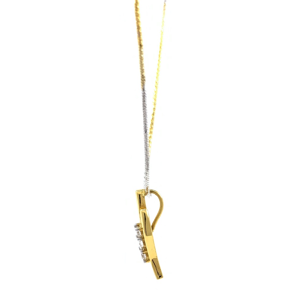 Delicate Three Diamond Curve Pendant In 18k Yellow Gold 9SHP7 - Image 5