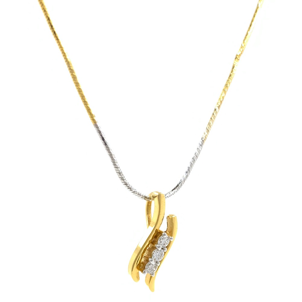 Delicate Three Diamond Curve Pendant In 18k Yellow Gold 9SHP7 - Image 3