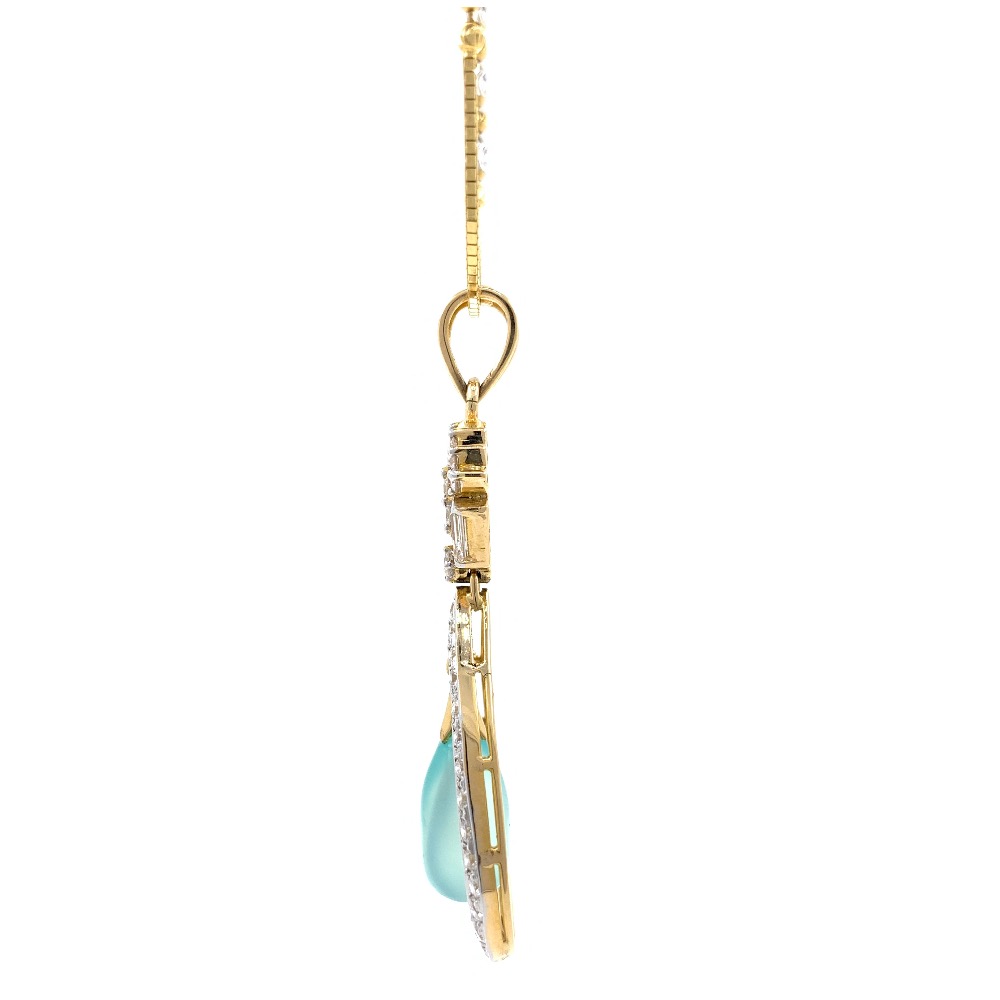 Blue Stone & Diamond Pendant in Yellow Gold 8SHP86 - Image 5