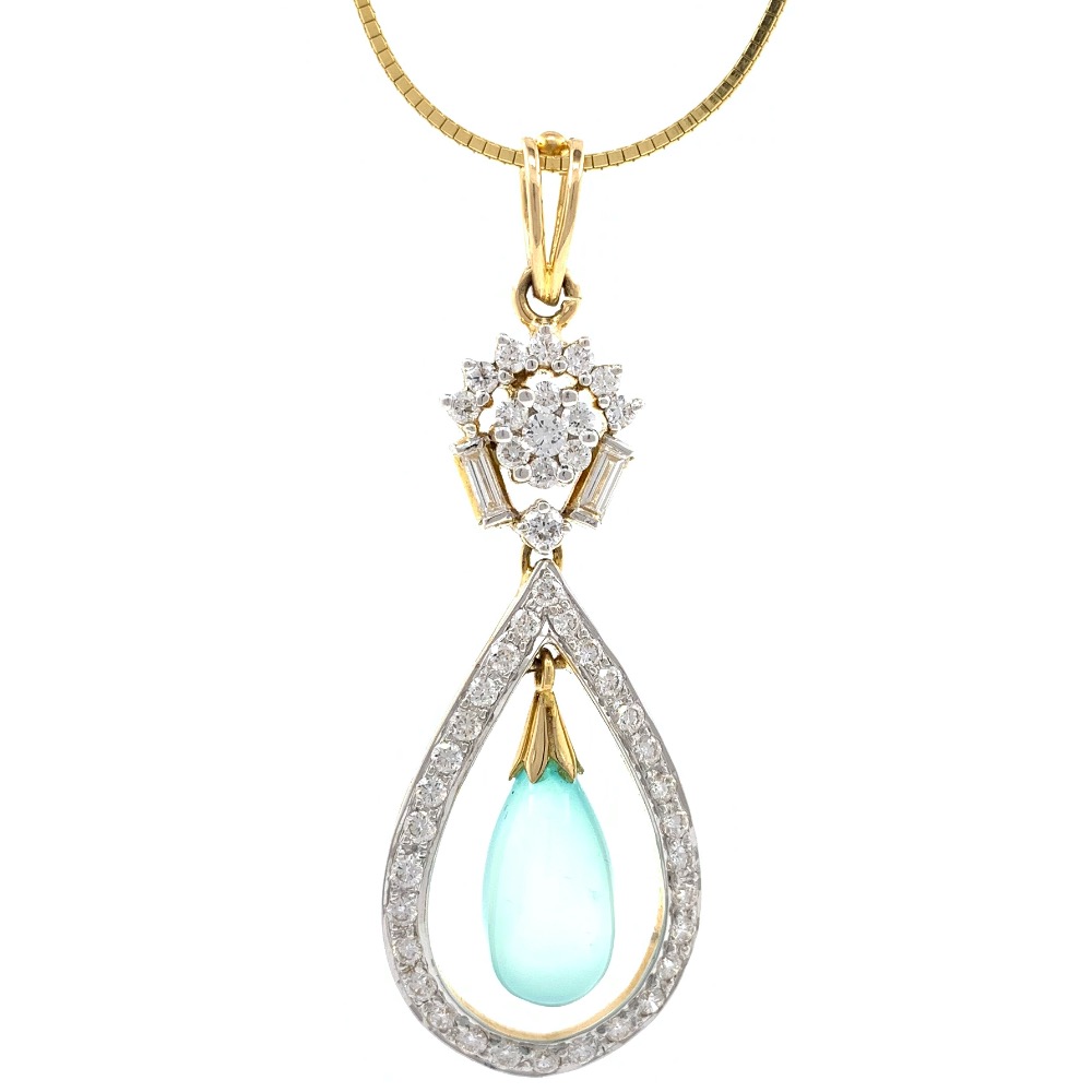 Blue Stone & Diamond Pendant in Yellow Gold 8SHP86 - Image 2