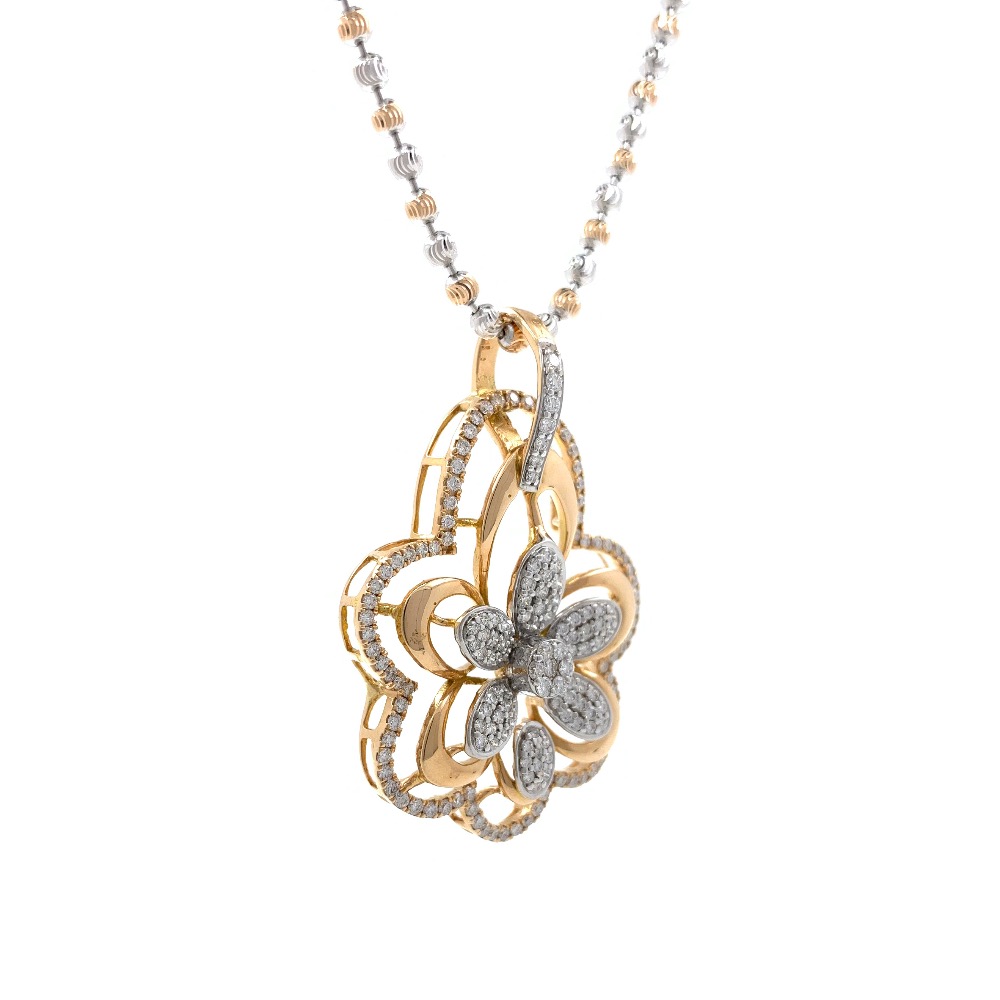 Designer Floral Diamond Pendant in Rose Gold 8SHP85 - Image 3