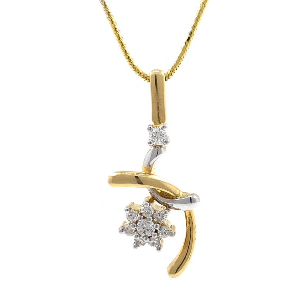 Mignonne Floral Diamond Pendant in Yellow Gold 7SHP58 - Image 2
