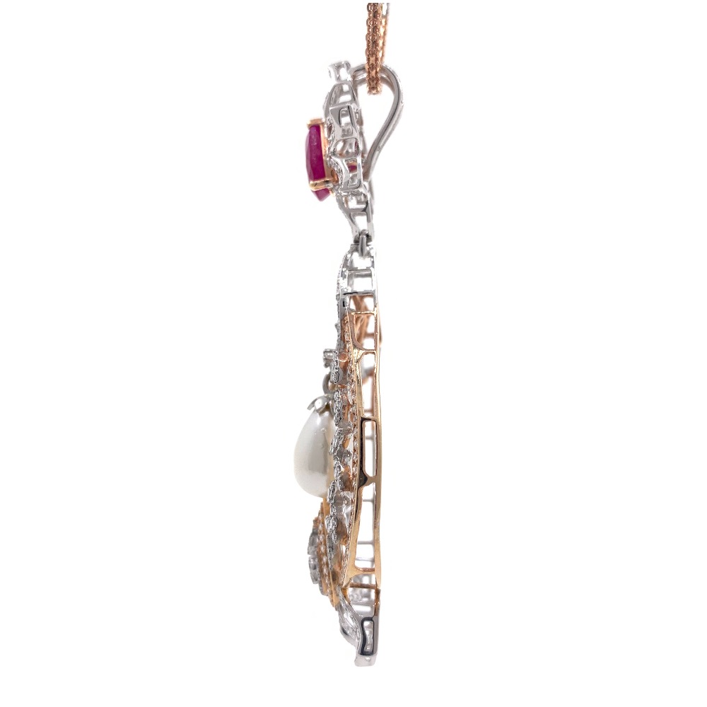 Bonita Diamond Pendant with Red Stone & Pear 7SHP9 - Image 4