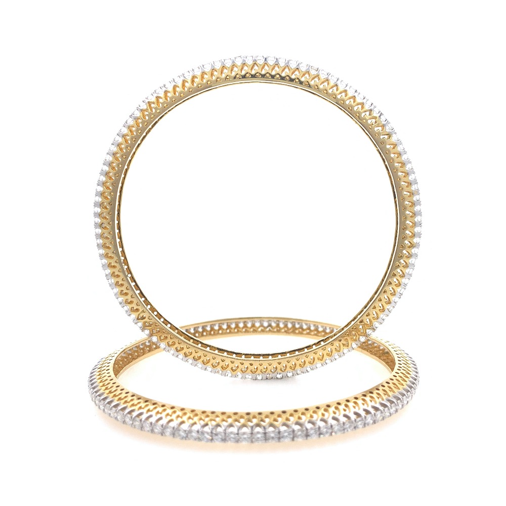Single Line Classic Diamond Bangle in Yellow Gold 7BNG19 - Image 5