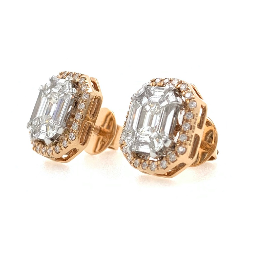 Bonita diamond emerald cut studs 9top136 - Image 3
