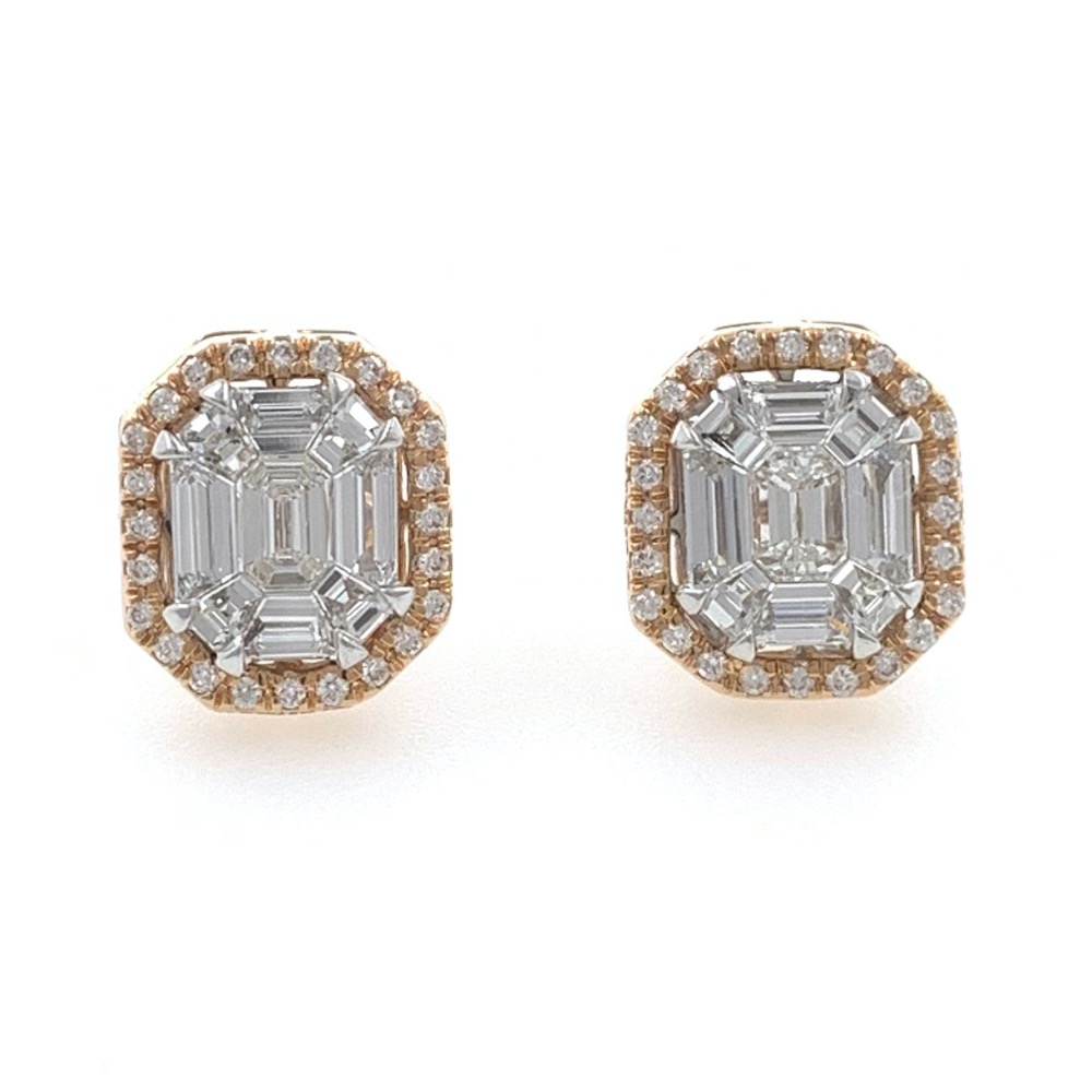 Bonita diamond emerald cut studs 9top136