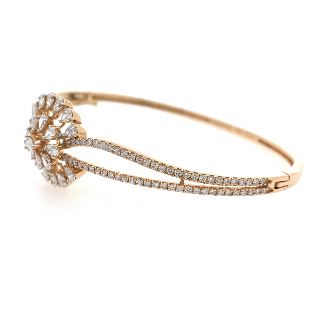 18kt / 750 rose gold floral diamond bracelet 9brc3 - Image 3