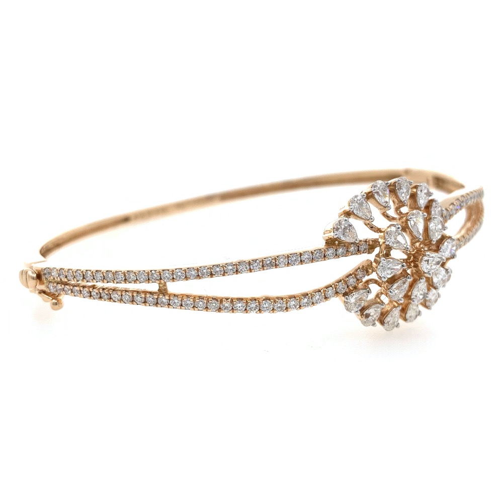 18kt / 750 rose gold floral diamond bracelet 9brc3 - Image 2