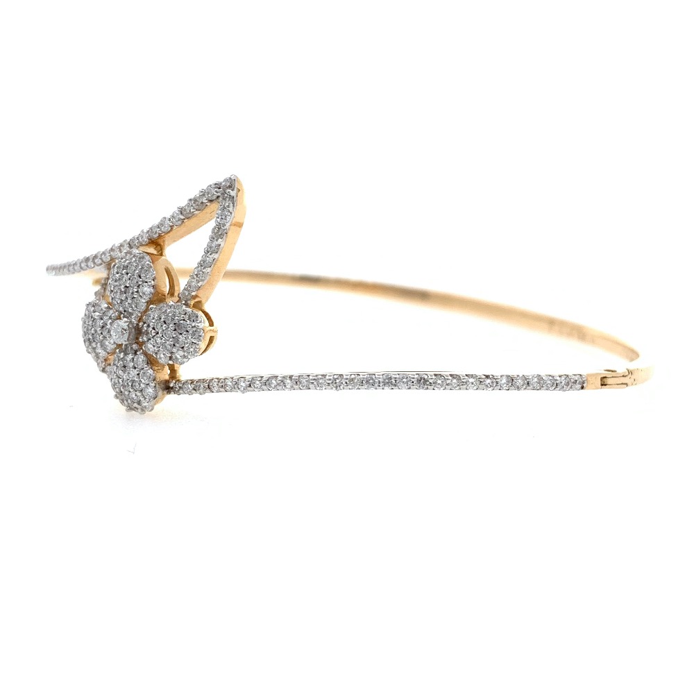 18kt / 750 yellow gold floral diamond bracelet 8brc35 - Image 3