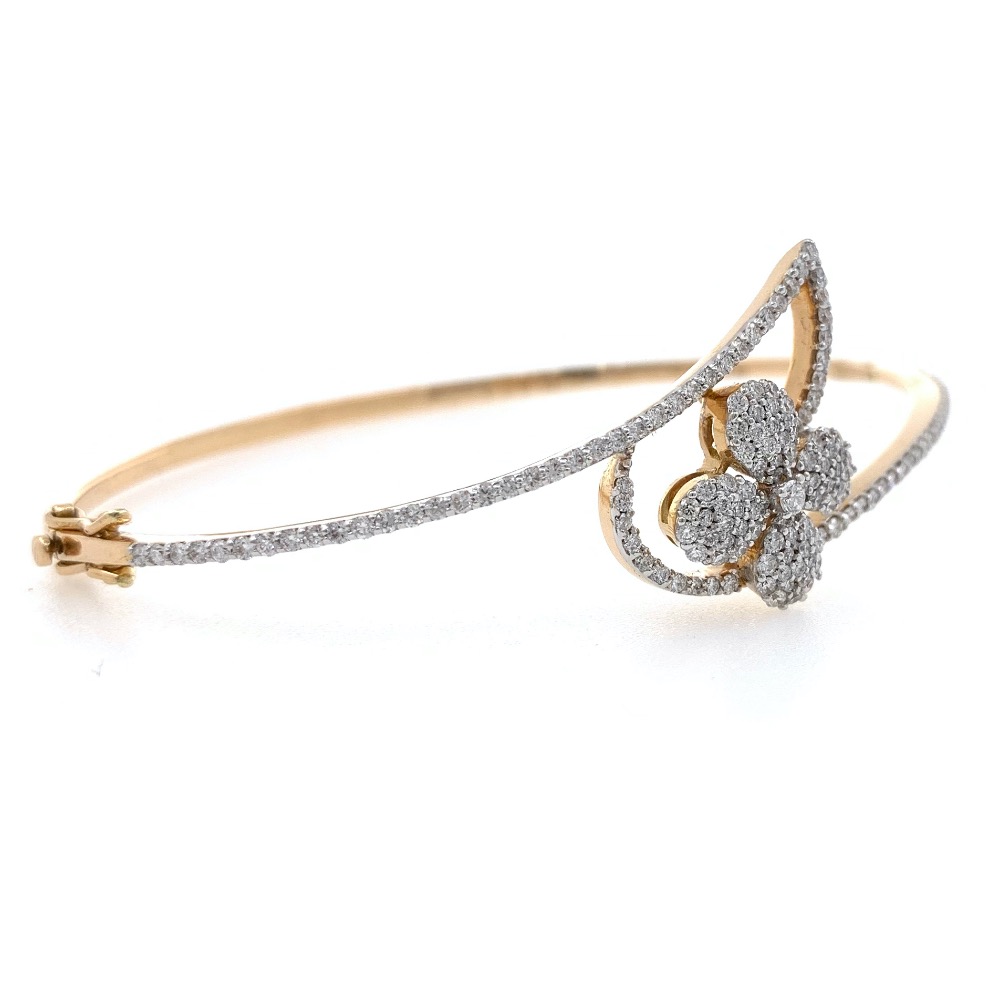 18kt / 750 yellow gold floral diamond bracelet 8brc35 - Image 2