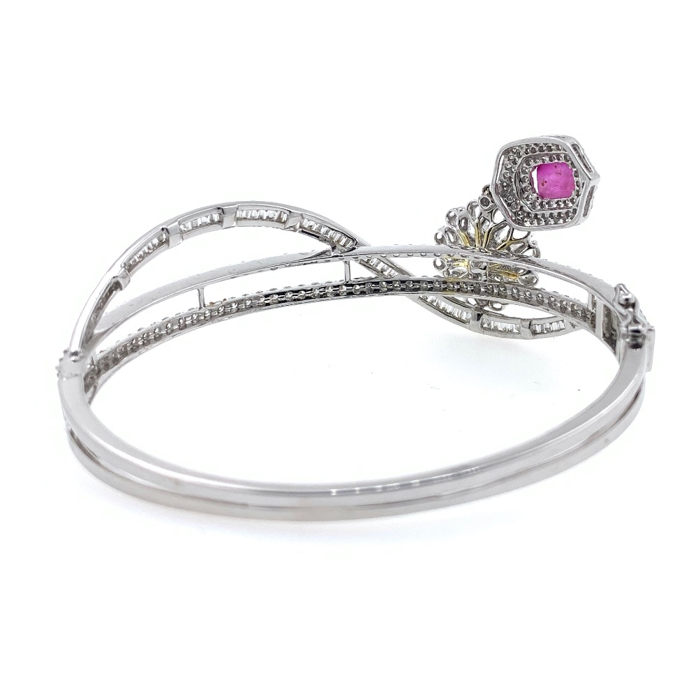 18kt / 750 White Gold Fancy Diamond Bracelet with Ruby 5BRC586 - Image 4