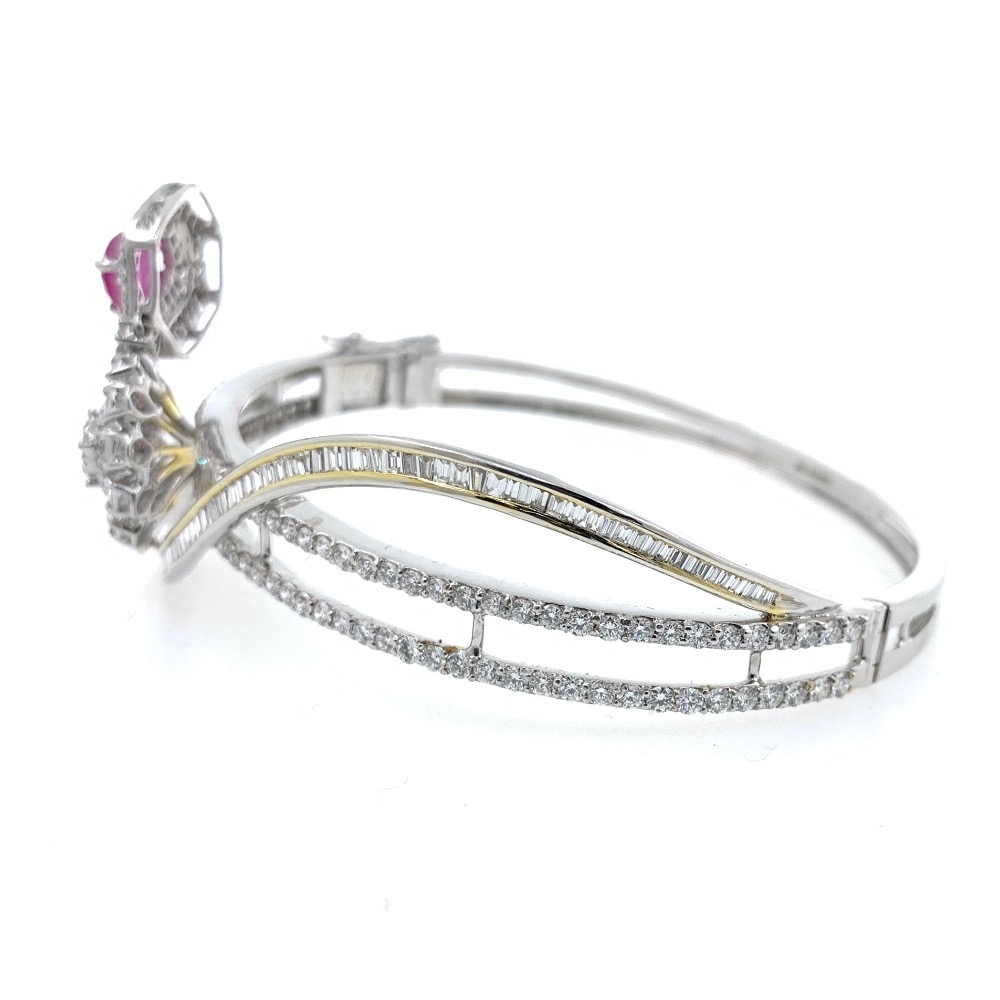 18kt / 750 White Gold Fancy Diamond Bracelet with Ruby 5BRC586 - Image 3