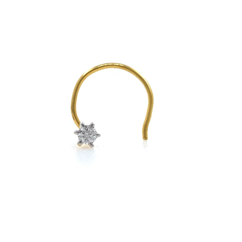 18kt / 750 yellow gold classic single 0.05 cts diamond nose pin 9np130