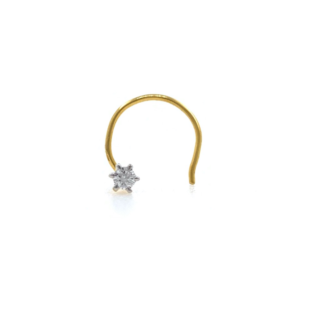 18kt / 750 yellow gold classic single 0.02 cts diamond nose pin 9np129