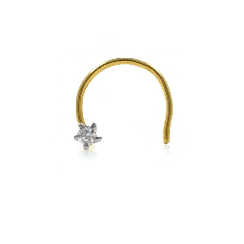18kt / 750 yellow gold classic single 0.02 cts diamond nose pin 9np88