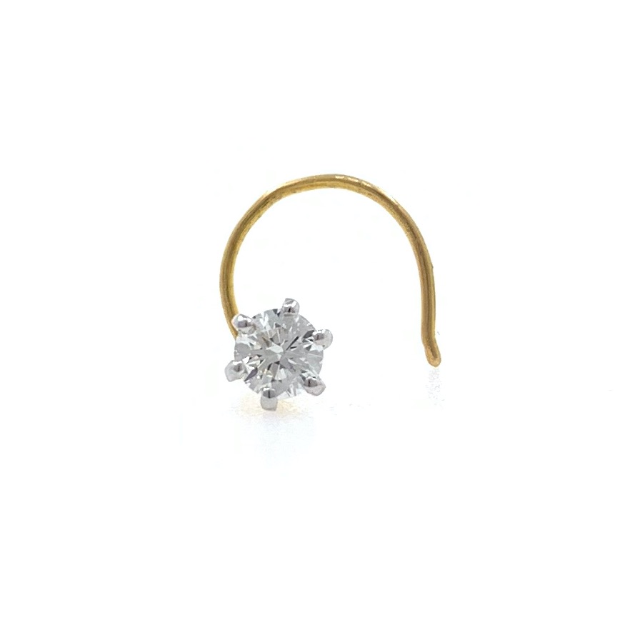 18kt / 750 yellow gold classic single 0.11 cts diamond nose pin 9np72
