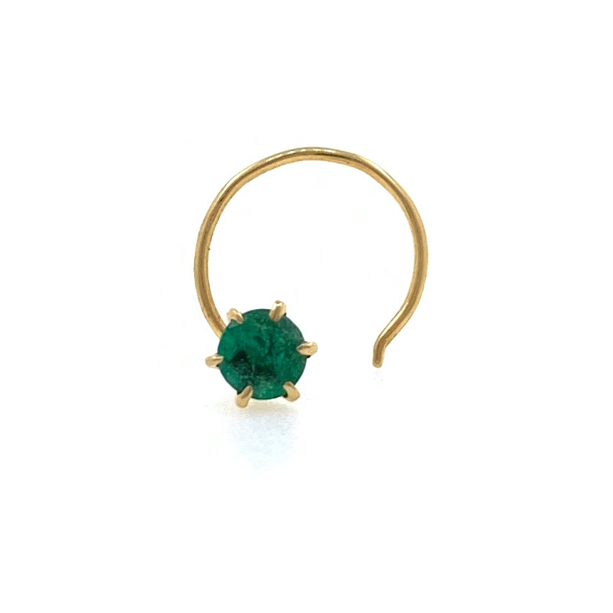 18kt / 750 Yellow Gold Classic Nose Pin In Emerald 8NP105