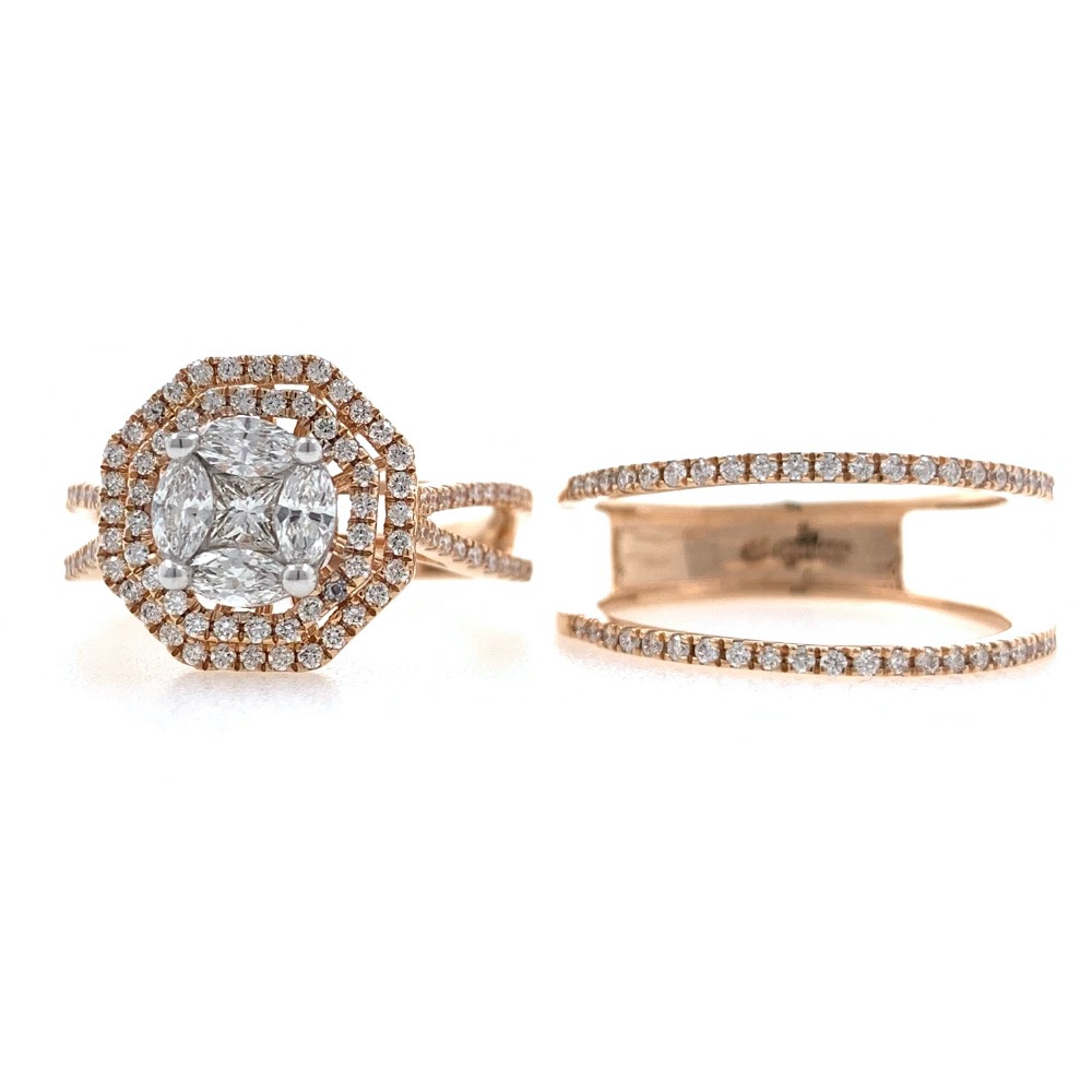 18kt / 750 rose gold Stackable engagement diamond ladies ring 9lr352 - Image 2
