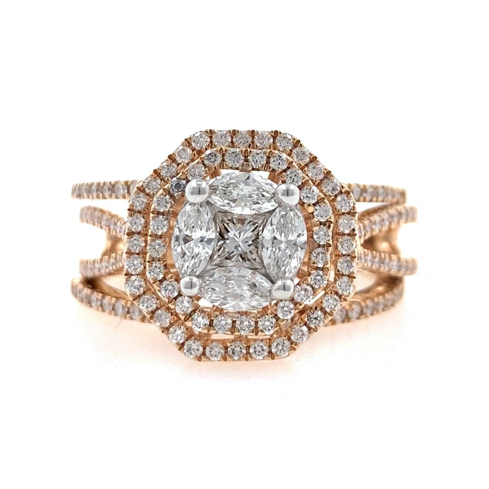 18kt / 750 rose gold Stackable engagement diamond ladies ring 9lr352