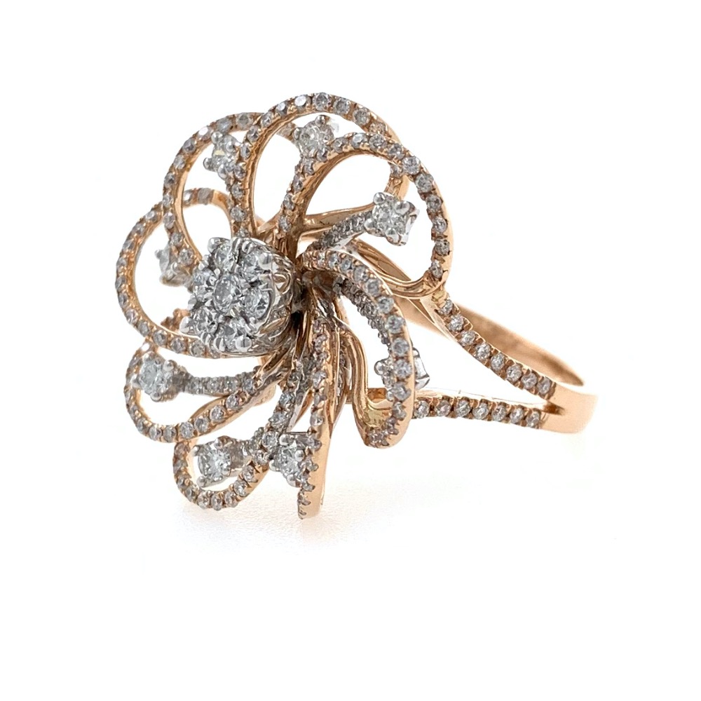 18kt / 750 rose gold Fancy Flower Diamond Ring for Ladies 9LR348 - Image 3