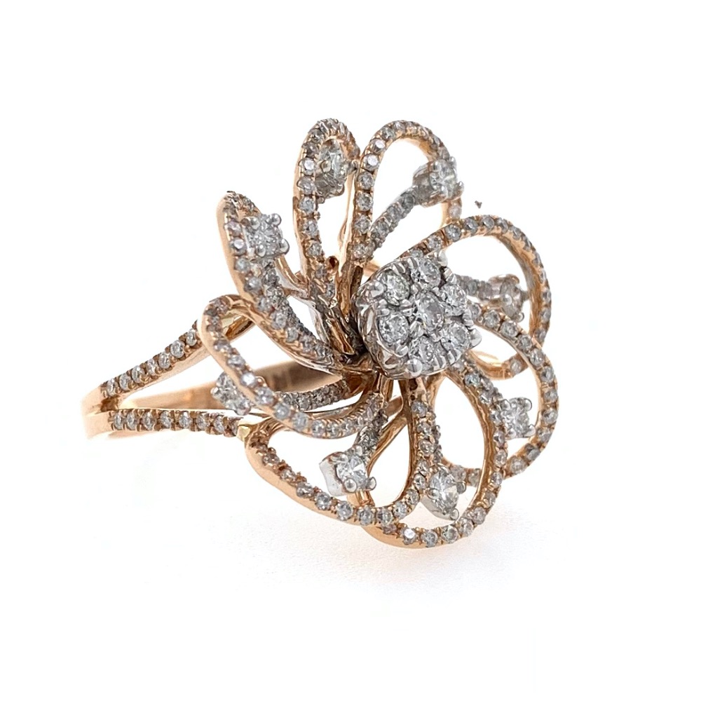 18kt / 750 rose gold Fancy Flower Diamond Ring for Ladies 9LR348 - Image 2