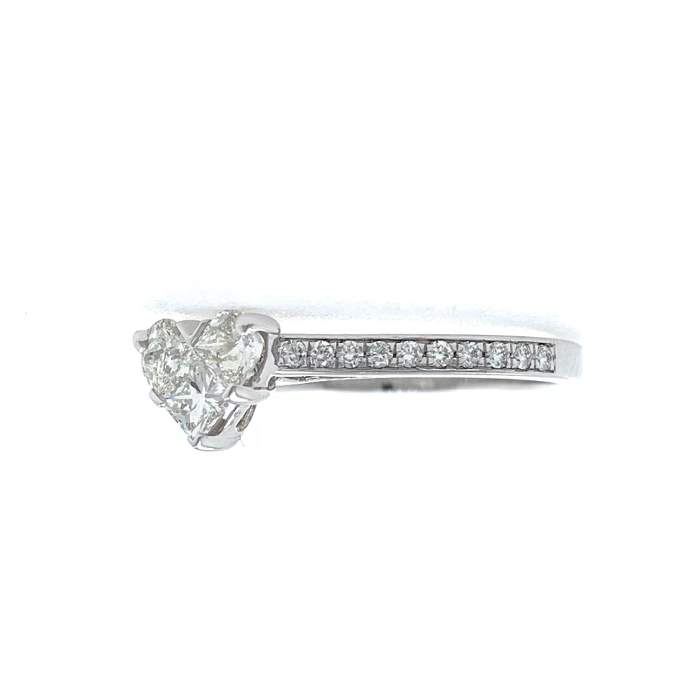 18kt / 750 white gold classic heart diamond ladies ring 9lr325 - Image 4