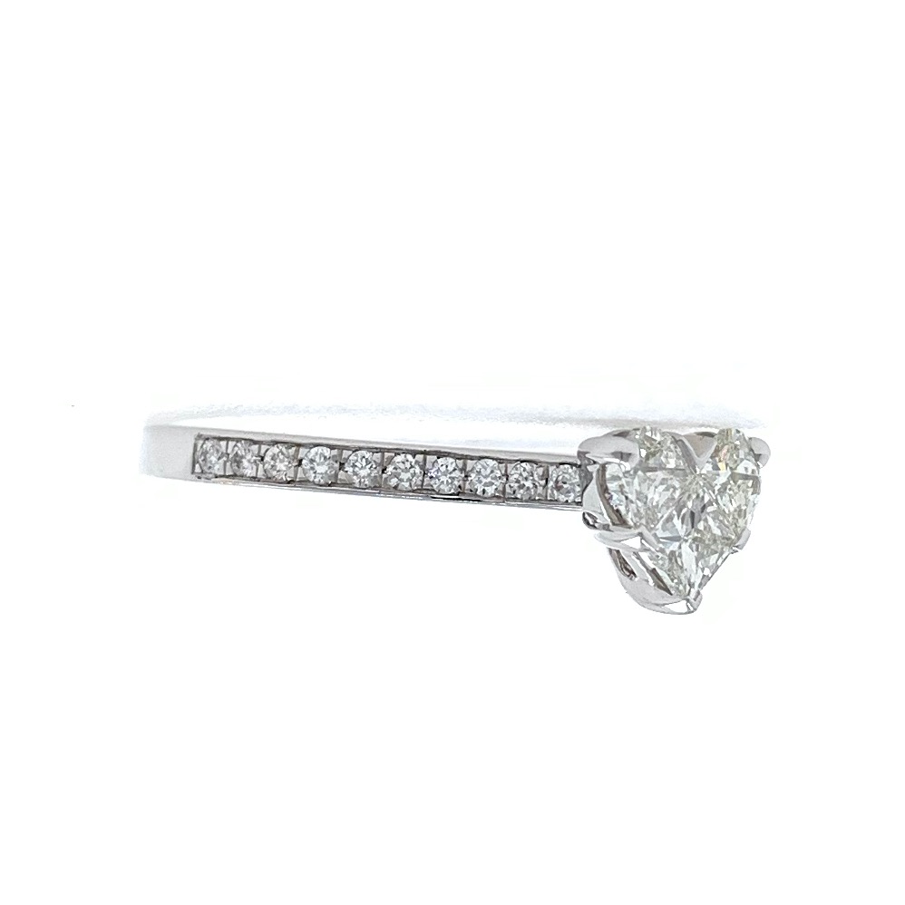 18kt / 750 white gold classic heart diamond ladies ring 9lr325 - Image 3