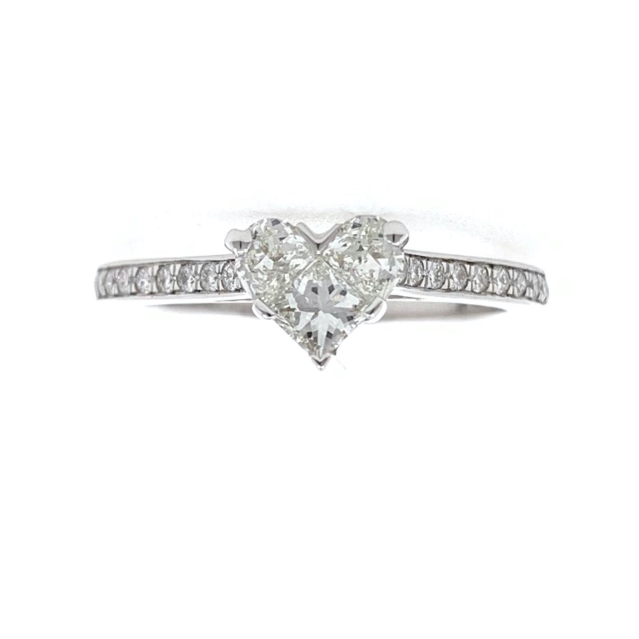 18kt / 750 white gold classic heart diamond ladies ring 9lr325 - Image 2