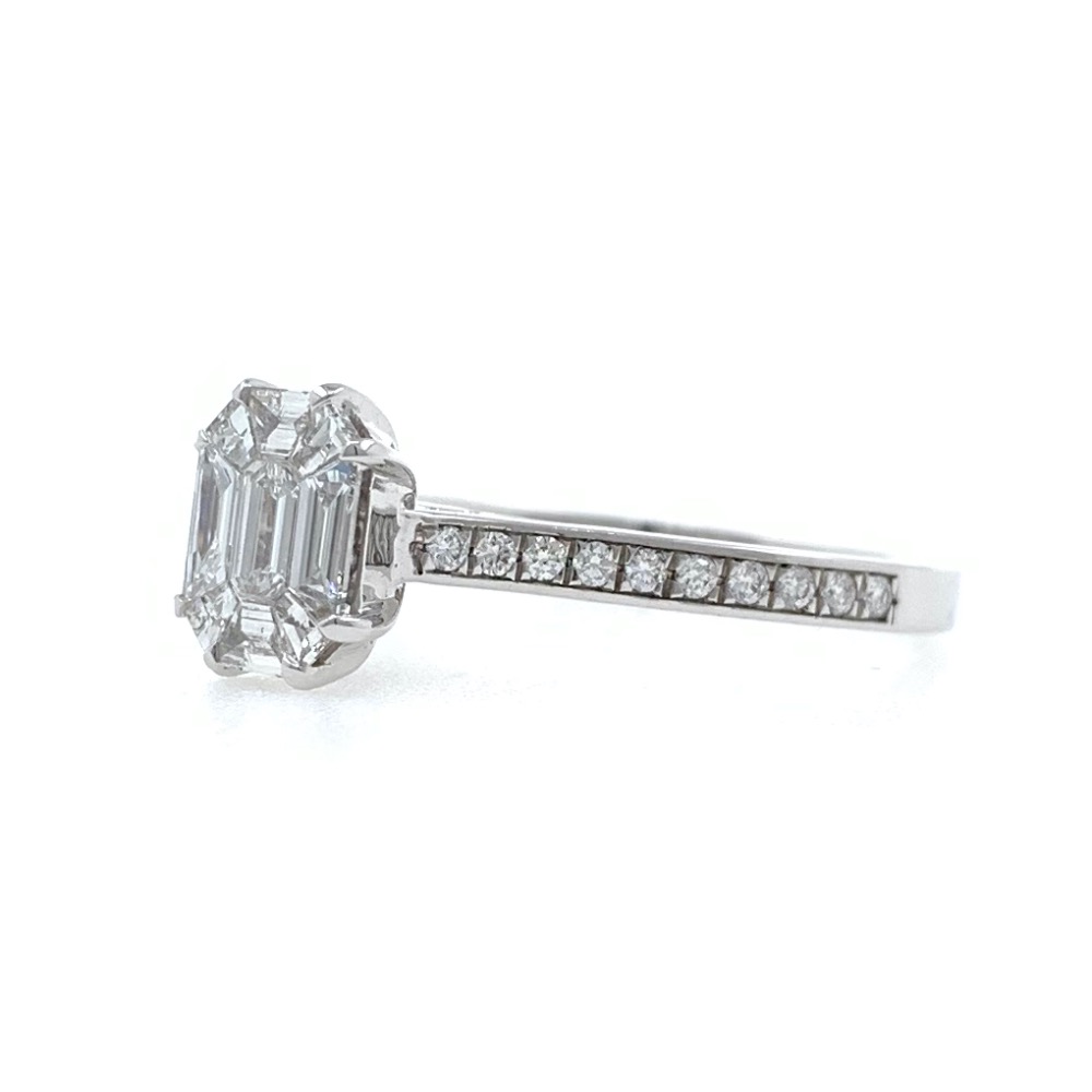 18kt / 750 White Gold Classic Emerald Cut Solitaire Diamond Ring for Ladies 9LR323 - Image 4