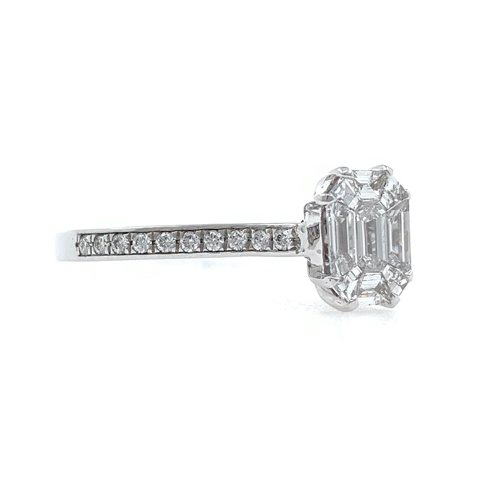 18kt / 750 White Gold Classic Emerald Cut Solitaire Diamond Ring for Ladies 9LR323 - Image 3