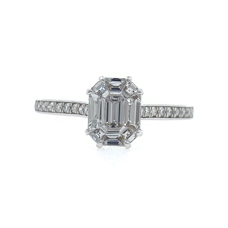 18kt / 750 White Gold Classic Emerald Cut Solitaire Diamond Ring for Ladies 9LR323 - Image 2