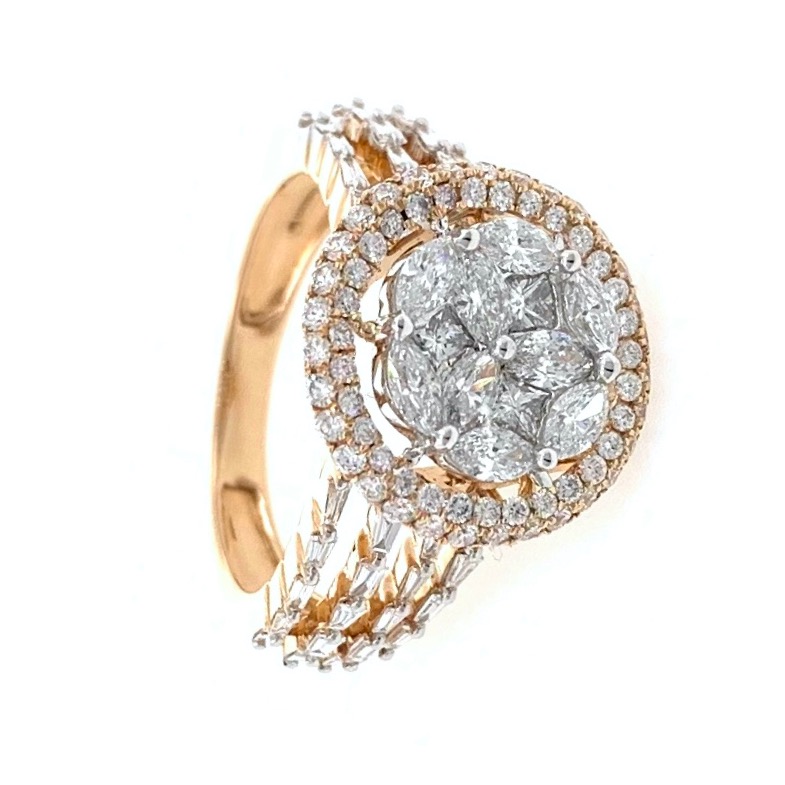 18kt / 750 Rose Gold Fancy Cocktail Diamond Ring 9LR322