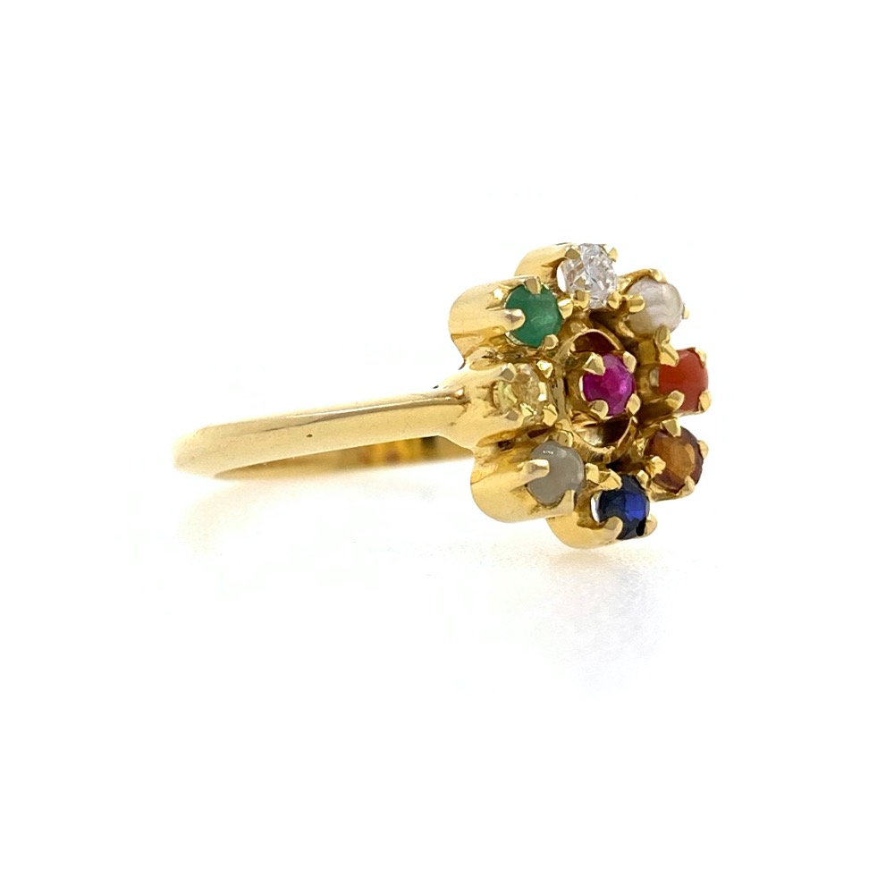 18kt / 750 Yellow Gold Navgrah Ladies Ring 9LR303 - Image 3