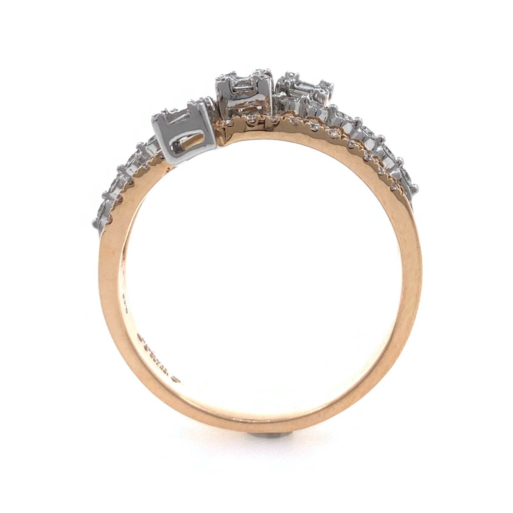 18kt / 750 rose gold three solitaire look diamond ring for ladies 9lr300 - Image 5