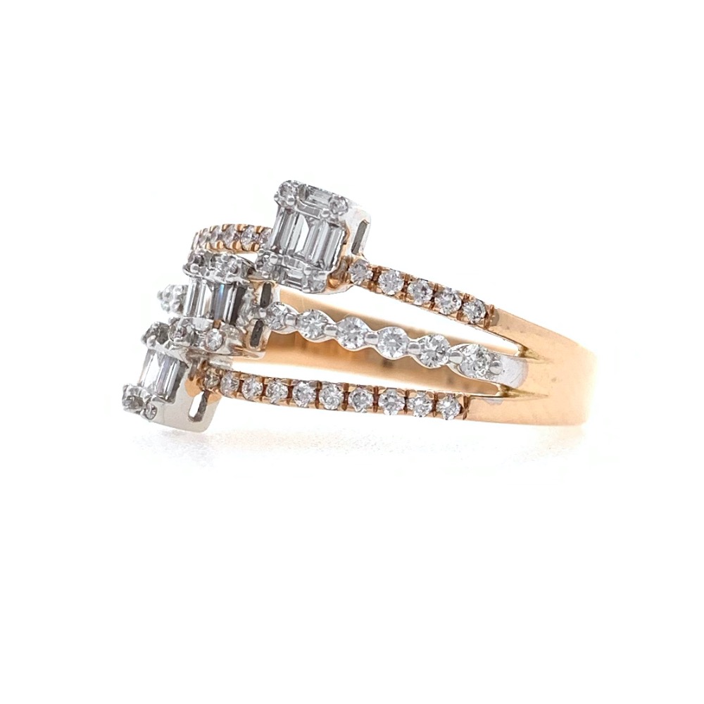 18kt / 750 rose gold three solitaire look diamond ring for ladies 9lr300 - Image 4