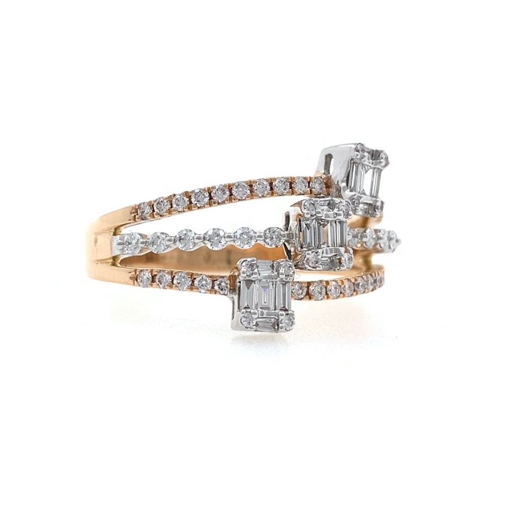 18kt / 750 rose gold three solitaire look diamond ring for ladies 9lr300 - Image 3