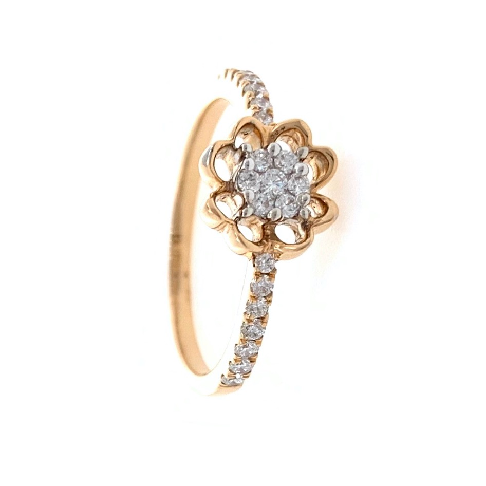 18kt / 750 Rose gold Floral Design Diamond Ladies Ring 9LR299