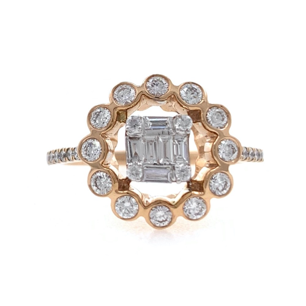 18kt / 750 rose gold floral designer diamond ladies ring 9lr261 - Image 2