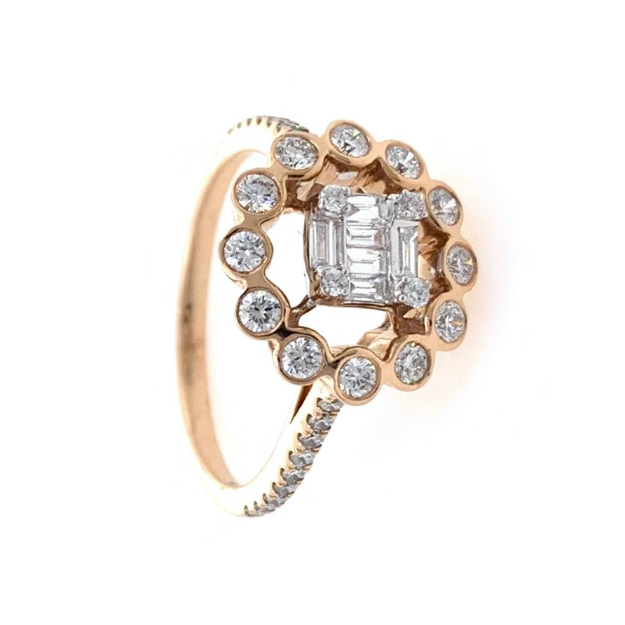 18kt / 750 rose gold floral designer diamond ladies ring 9lr261