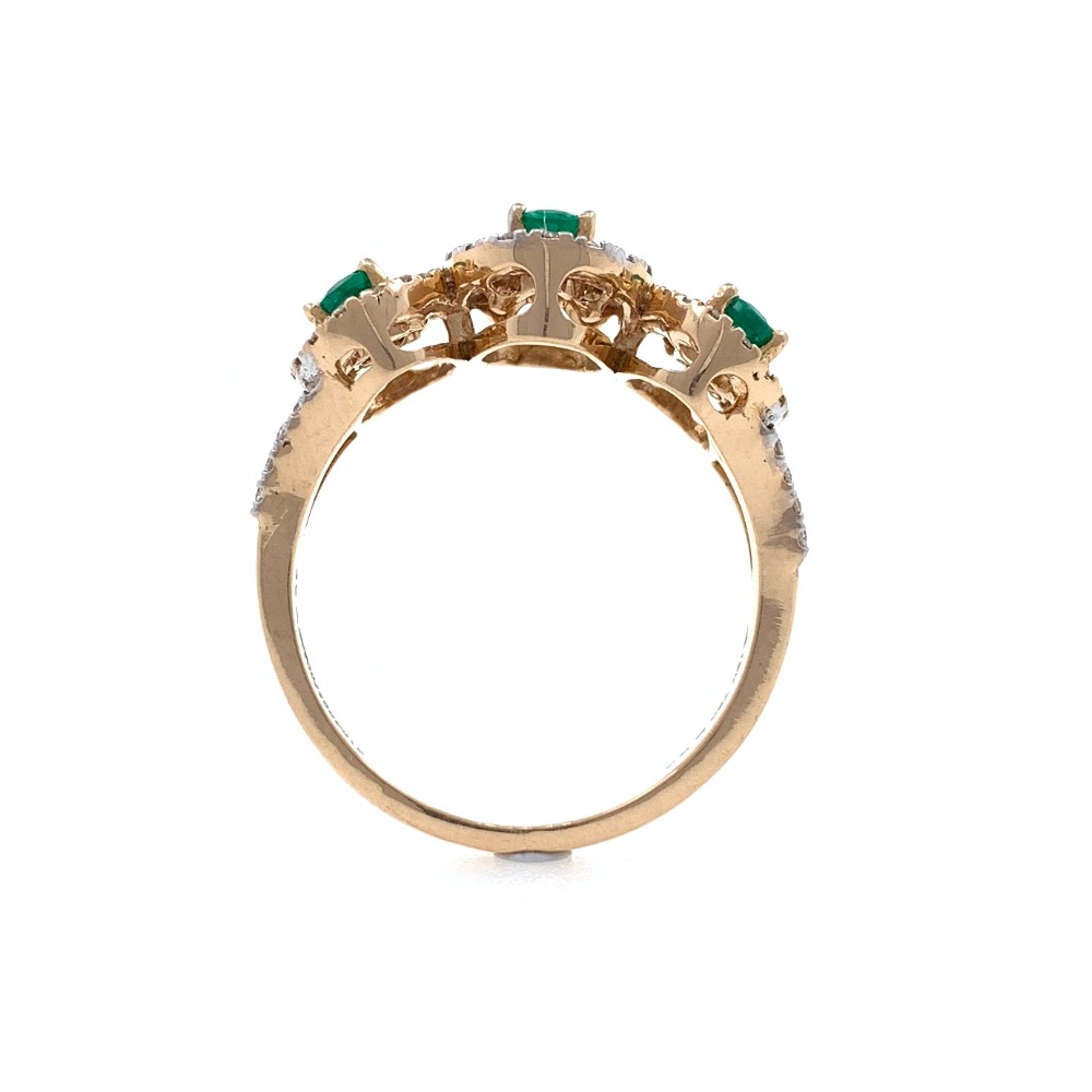 18kt / 750 Rose Gold Diamond & Emerald Ladies Ring 9LR235 - Image 5