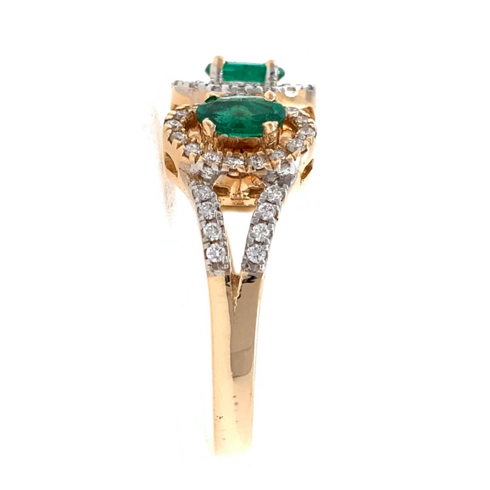 18kt / 750 Rose Gold Diamond & Emerald Ladies Ring 9LR235 - Image 4