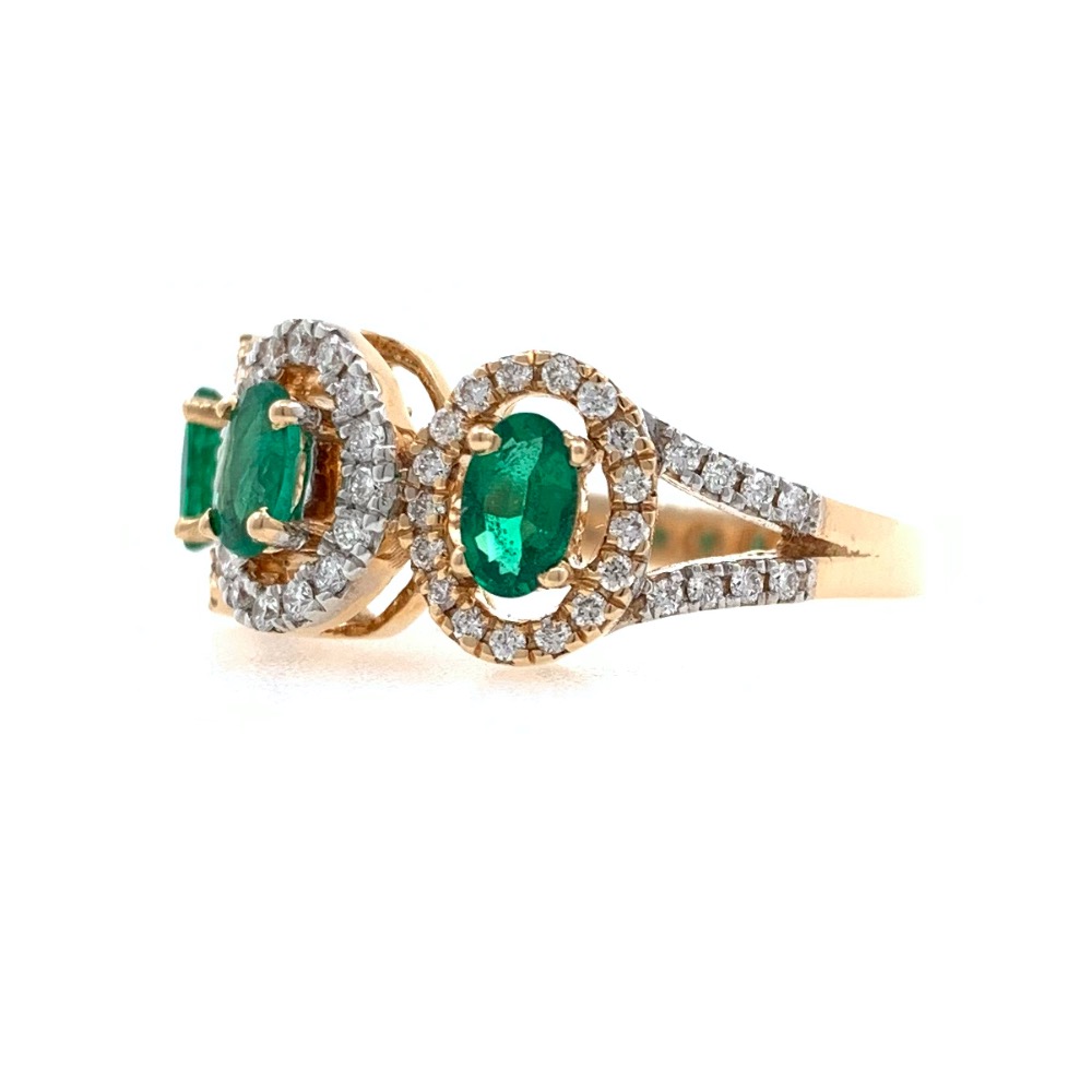 18kt / 750 Rose Gold Diamond & Emerald Ladies Ring 9LR235 - Image 3