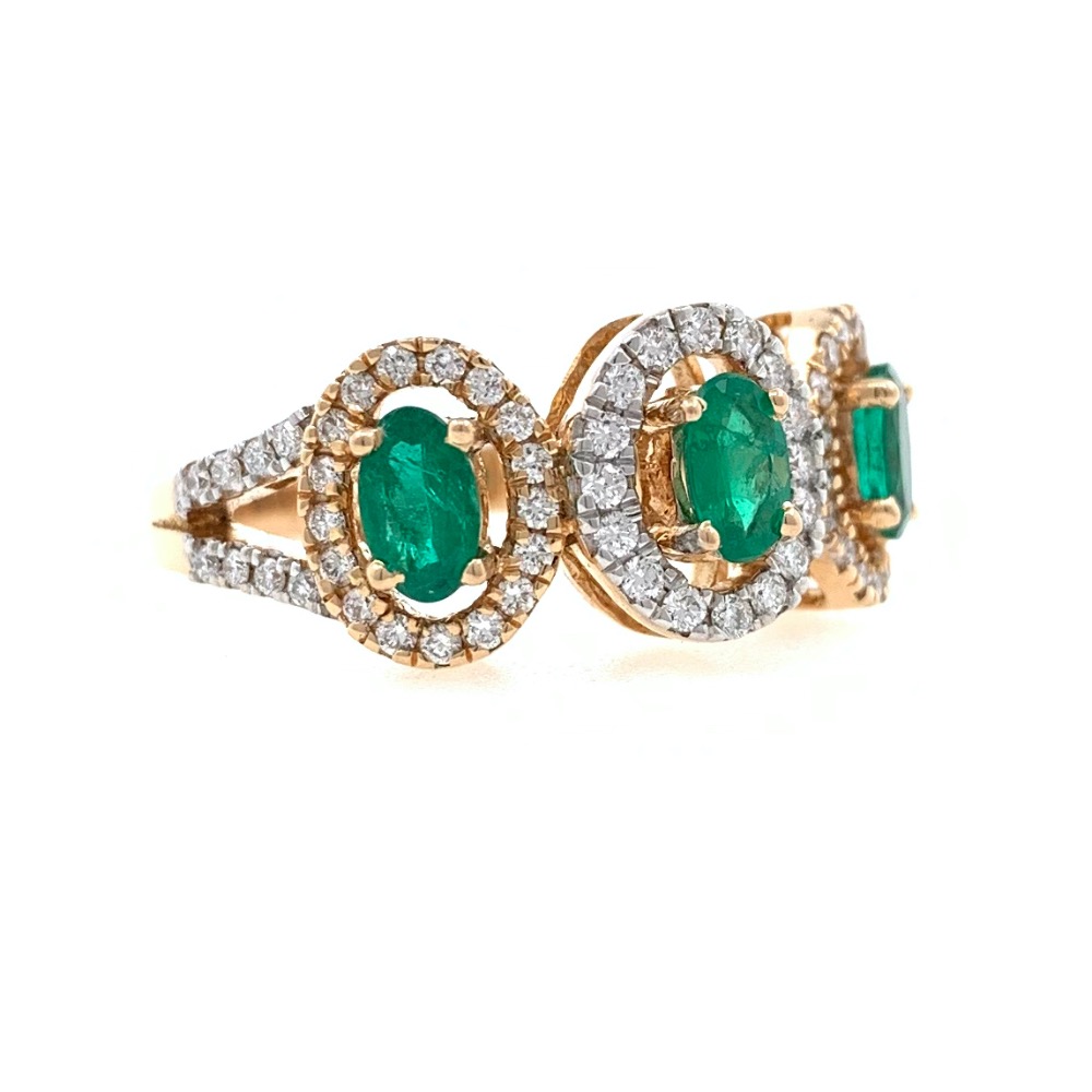 18kt / 750 Rose Gold Diamond & Emerald Ladies Ring 9LR235 - Image 2