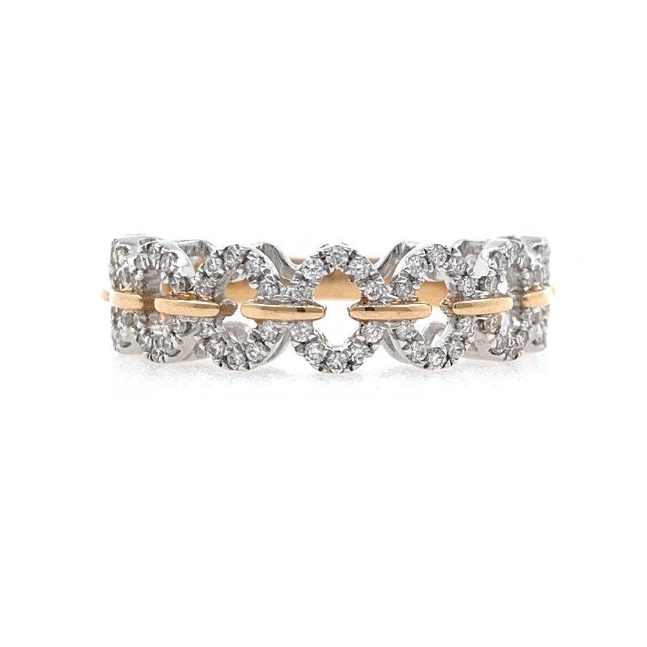 18kt / 750 rose gold fancy band diamond ladies ring 9lr227