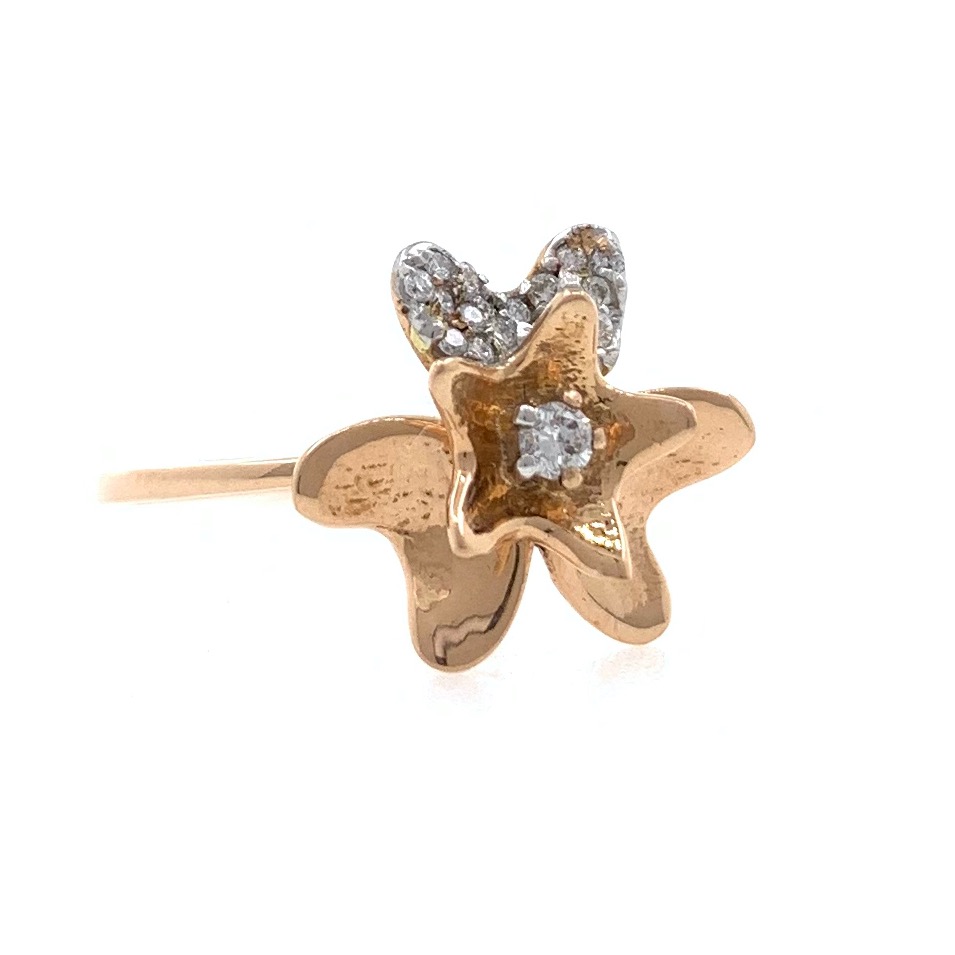 18kt / 750 Rose gold Star Flower Diamond Ladies Ring 9LR208 - Image 2