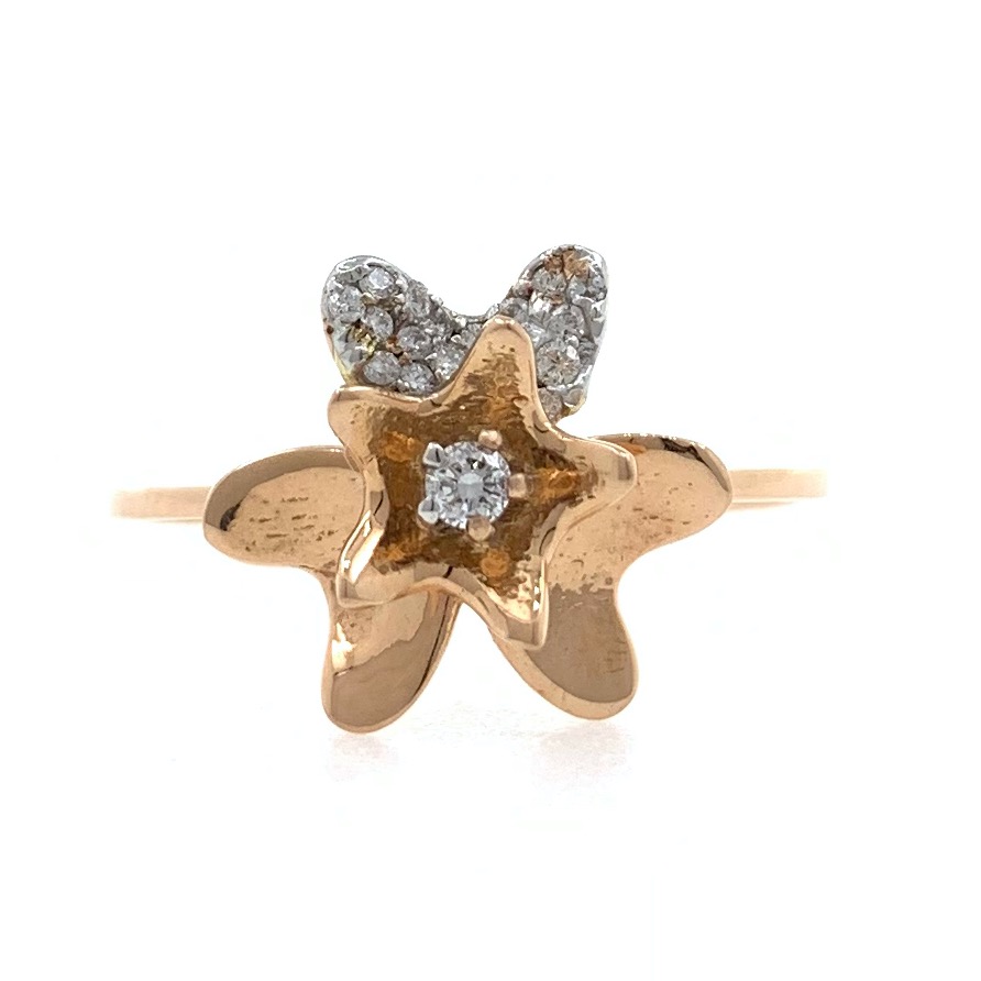 18kt / 750 Rose gold Star Flower Diamond Ladies Ring 9LR208