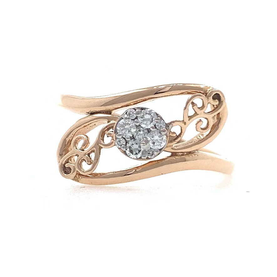 18kt / 750 Rose Gold Fancy Pressure Set Diamond Ladies Ring 9LR205