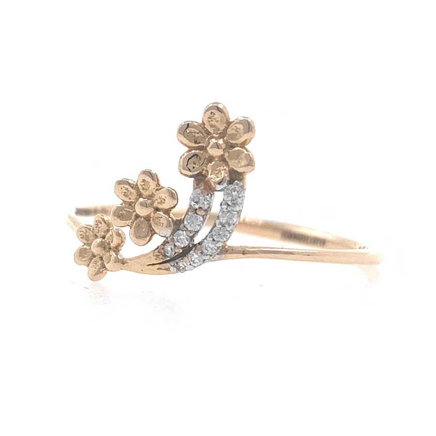 18kt / 750 rose gold Three Flower Diamond Ladies Ring 9LR201 - Image 3