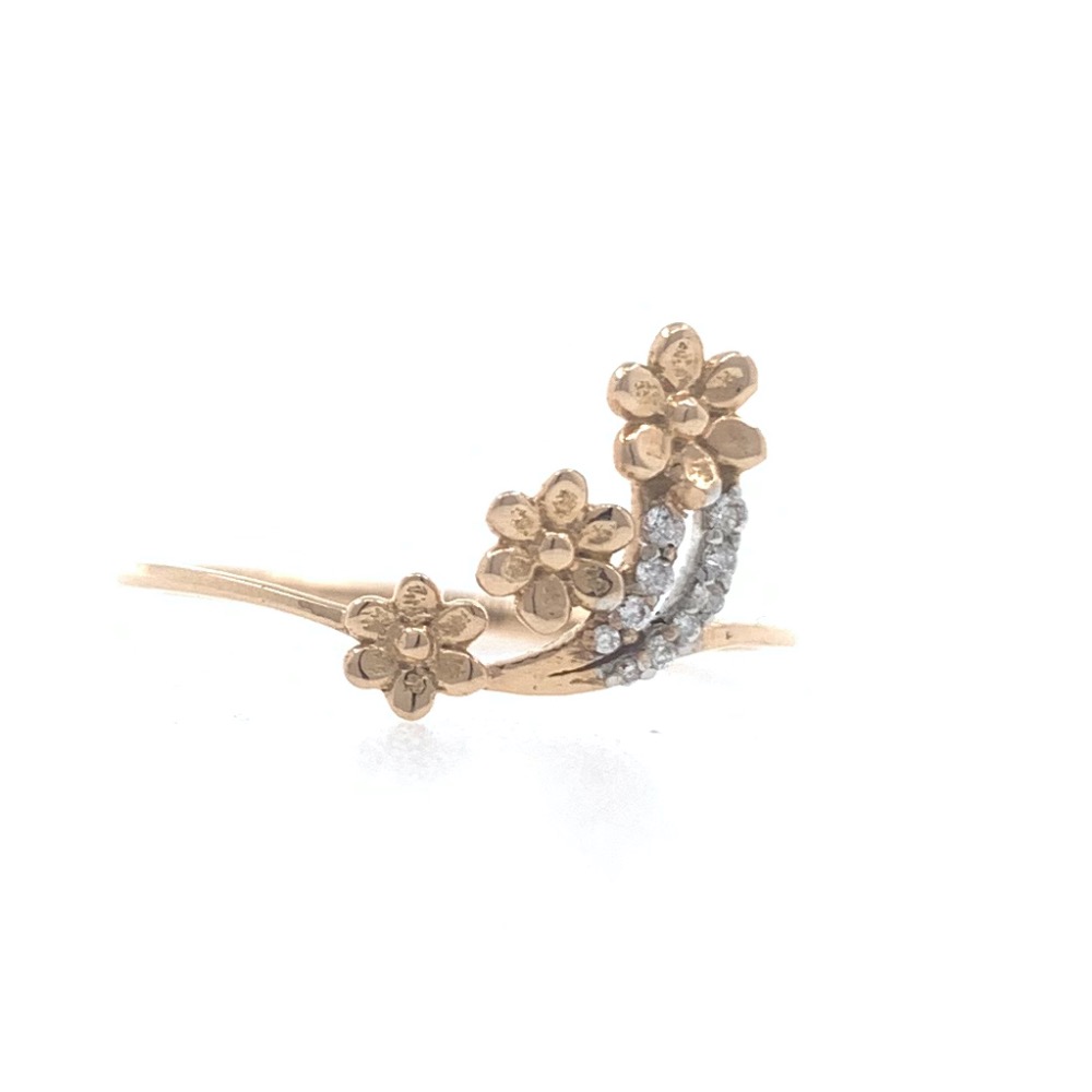 18kt / 750 rose gold Three Flower Diamond Ladies Ring 9LR201 - Image 2